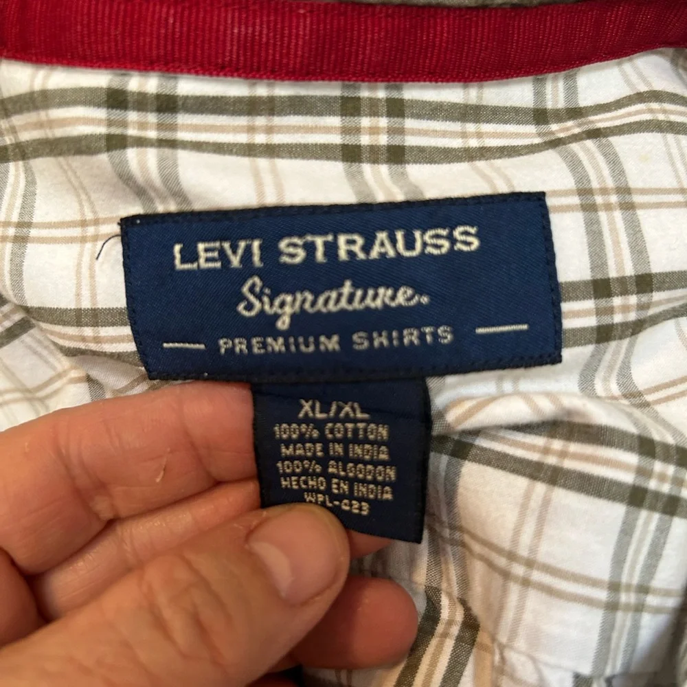 Levi's Men's Casual Plaid Shirt in Green‎ and White Size XL